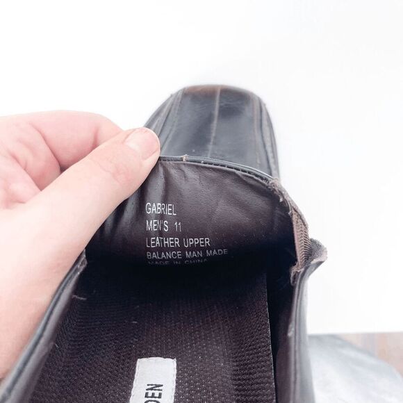 Steve Madden Gabriel Mens Leather Slip On Loafer Shoes Dark Brown 11 - Picture 7 of 8
